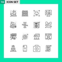 Pictogram Set of 16 Simple Outlines of ipo computer share crop tools Editable Vector Design Elements
