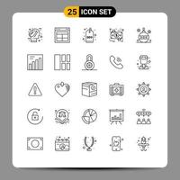 25 User Interface Line Pack of modern Signs and Symbols of dollar circulation text charge seo tag Editable Vector Design Elements