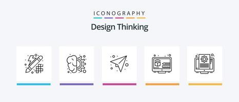 Design Thinking Line 5 Icon Pack Including thinking. design. image. creativity. thinking. Creative Icons Design vector