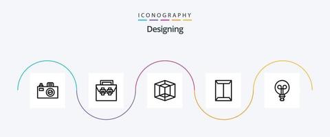 diseño del paquete de iconos de la línea 5 que incluye luz. caja. diseño. armario. estante vector