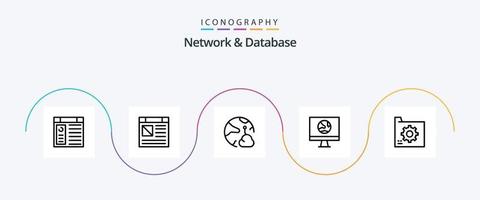 Network And Database Line 5 Icon Pack Including database. connect. networking. network. connect vector