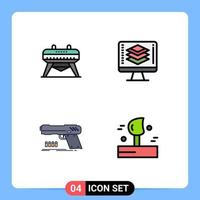 paquete de iconos de vector de stock de 4 signos y símbolos de línea para pantalla de programación de pistola gimnástica arma elementos de diseño de vector editables