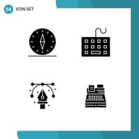 Group of 4 Solid Glyphs Signs and Symbols for gps keyboard navigation devices design Editable Vector Design Elements