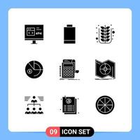 Set of 9 Modern UI Icons Symbols Signs for accounting graph autumn data tree Editable Vector Design Elements