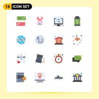 Group of 16 Modern Flat Colors Set for system internet banking power battery Editable Pack of Creative Vector Design Elements