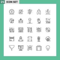 paquete de iconos vectoriales de stock de 25 signos y símbolos de línea para matraz de laboratorio matraz químico batir juguete edificio elementos de diseño vectorial editables vector