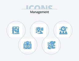 Management Blue Icon Pack 5 Icon Design. people. business. office. search. phone book vector