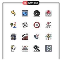 Universal Icon Symbols Group of 16 Modern Flat Color Filled Lines of promotion concept personal up gradation movie wedding love Editable Creative Vector Design Elements