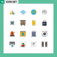 conjunto de 16 iconos de interfaz de usuario modernos signos de símbolos para descarga de planeta socket paquete editable de luna espacial de elementos de diseño de vectores creativos
