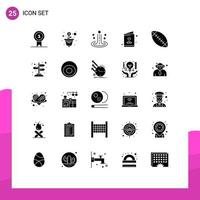 User Interface Pack of 25 Basic Solid Glyphs of sport american ripple card father Editable Vector Design Elements