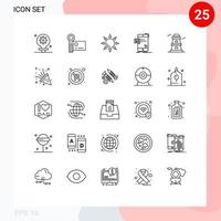 Modern Set of 25 Lines Pictograph of observatory mail video camera instant bulk Editable Vector Design Elements