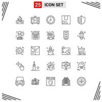 Group of 25 Lines Signs and Symbols for package e tv set deliver timer Editable Vector Design Elements