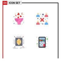 Pack of 4 creative Flat Icons of bouquet prototyping romance people structure Editable Vector Design Elements