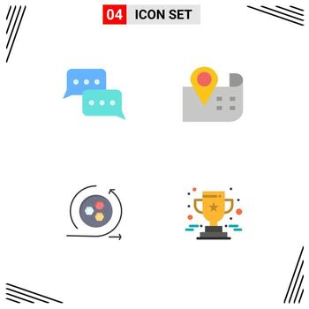 Modern Set of 4 Flat Icons and symbols such as bubble api message navigation scince Editable Vector Design Elements