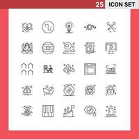 Mobile Interface Line Set of 25 Pictograms of archery solar system bulb universe solar Editable Vector Design Elements