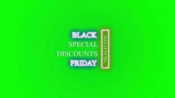 viernes negro animación de pantalla verde viernes negro iluminado neón brillante viernes negro texto en blanco aislado en fondo de pantalla negro alfabeto animado viernes negro gran venta gráficos en movimiento video