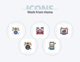 Work From Home Line Filled Icon Pack 5 Icon Design. graph. network. hand. internet. webcam vector