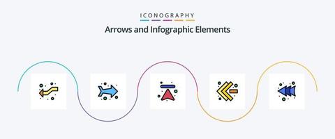 paquete de iconos de 5 planos llenos de línea de flecha que incluye . izquierda. flechas flecha. avance rápido vector