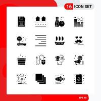 Universal Icon Symbols Group of 16 Modern Solid Glyphs of access loss real decrease hobby Editable Vector Design Elements