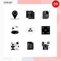 User Interface Pack of 9 Basic Solid Glyphs of bars ball report hole flag Editable Vector Design Elements