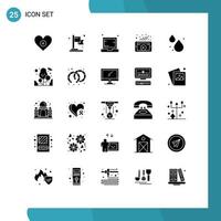 Set of 25 Modern UI Icons Symbols Signs for droop social network device video marketing Editable Vector Design Elements