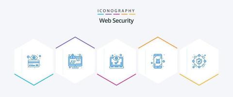 paquete de iconos azules de seguridad web 25 que incluye virus. error. error. alerta. usuario vector