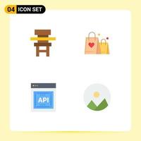 Group of 4 Flat Icons Signs and Symbols for chair api education love application programmer interface Editable Vector Design Elements