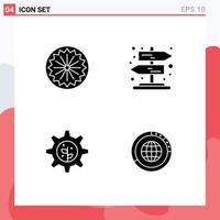 Solid Glyph Pack of 4 Universal Symbols of indian setting day signpost data Editable Vector Design Elements