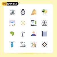 conjunto de 16 iconos de interfaz de usuario modernos símbolos signos para jerarquía día del padre chaqueta de trabajo padre globo paquete editable de elementos de diseño de vectores creativos