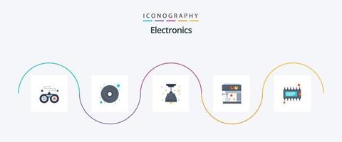Electronics Flat 5 Icon Pack Including . ic. light bulb. electronic. component vector