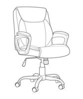 Office chair isolated line art. Vector illustration interior furniture on white background. Office chair line art for coloring book.