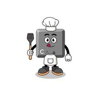 mascota, ilustración, de, teclado, c, tecla, chef vector