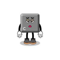 keyboard C key cartoon with fatigue gesture vector