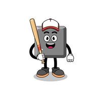 keyboard C key mascot cartoon as a baseball player vector