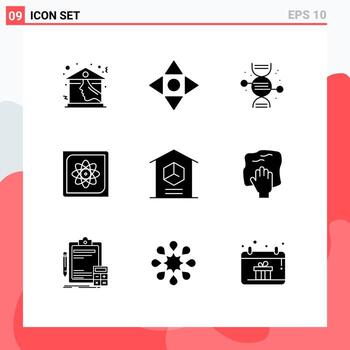 9 User Interface Solid Glyph Pack of modern Signs and Symbols of home future healthcare data computer Editable Vector Design Elements