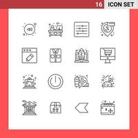 Group of 16 Outlines Signs and Symbols for mac app control shopping location Editable Vector Design Elements