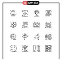 símbolos de iconos universales grupo de 16 contornos modernos de globo educación educación romance amor elementos de diseño de vectores editables