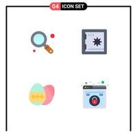 4 Universal Flat Icons Set for Web and Mobile Applications magnifier holidays bank easter egg lock Editable Vector Design Elements