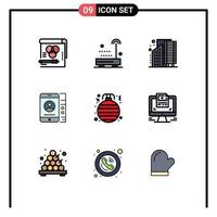 conjunto de 9 iconos modernos de la interfaz de usuario signos de símbolos para la tecnología celular del teléfono elementos de diseño vectorial editables del distrito móvil vector