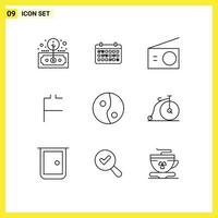 Modern Set of 9 Outlines and symbols such as crypto currency coin year first coin home Editable Vector Design Elements