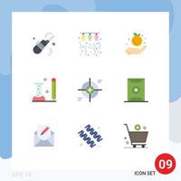 Pack of 9 Modern Flat Colors Signs and Symbols for Web Print Media such as crosshair learning string knowledge education Editable Vector Design Elements