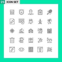 Universal Icon Symbols Group of 25 Modern Lines of ball medical plus cardiogram map Editable Vector Design Elements