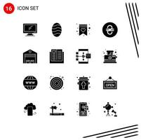 Pictogram Set of 16 Simple Solid Glyphs of store logistic favorite delivery money Editable Vector Design Elements