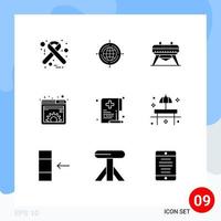 Modern Set of 9 Solid Glyphs and symbols such as health web gymnastic management document Editable Vector Design Elements