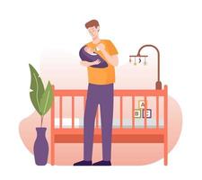 Young father holding a baby. Fatherhood concept vector