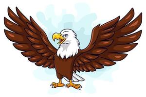 Cartoon funny bald eagle bird isolated on white background vector