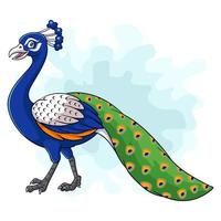 Cartoon funny peacock bird isolated on white background vector