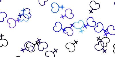 Light Pink, Blue vector background with woman symbols.