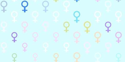 Light Blue, Red vector background with woman symbols.