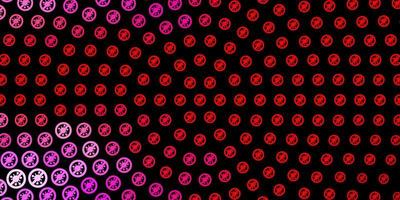 patrón de vector rosa oscuro, amarillo con elementos de coronavirus.
